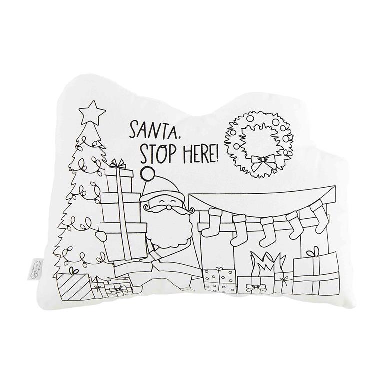 SANTA STOP HERE DOODLE PILLOW