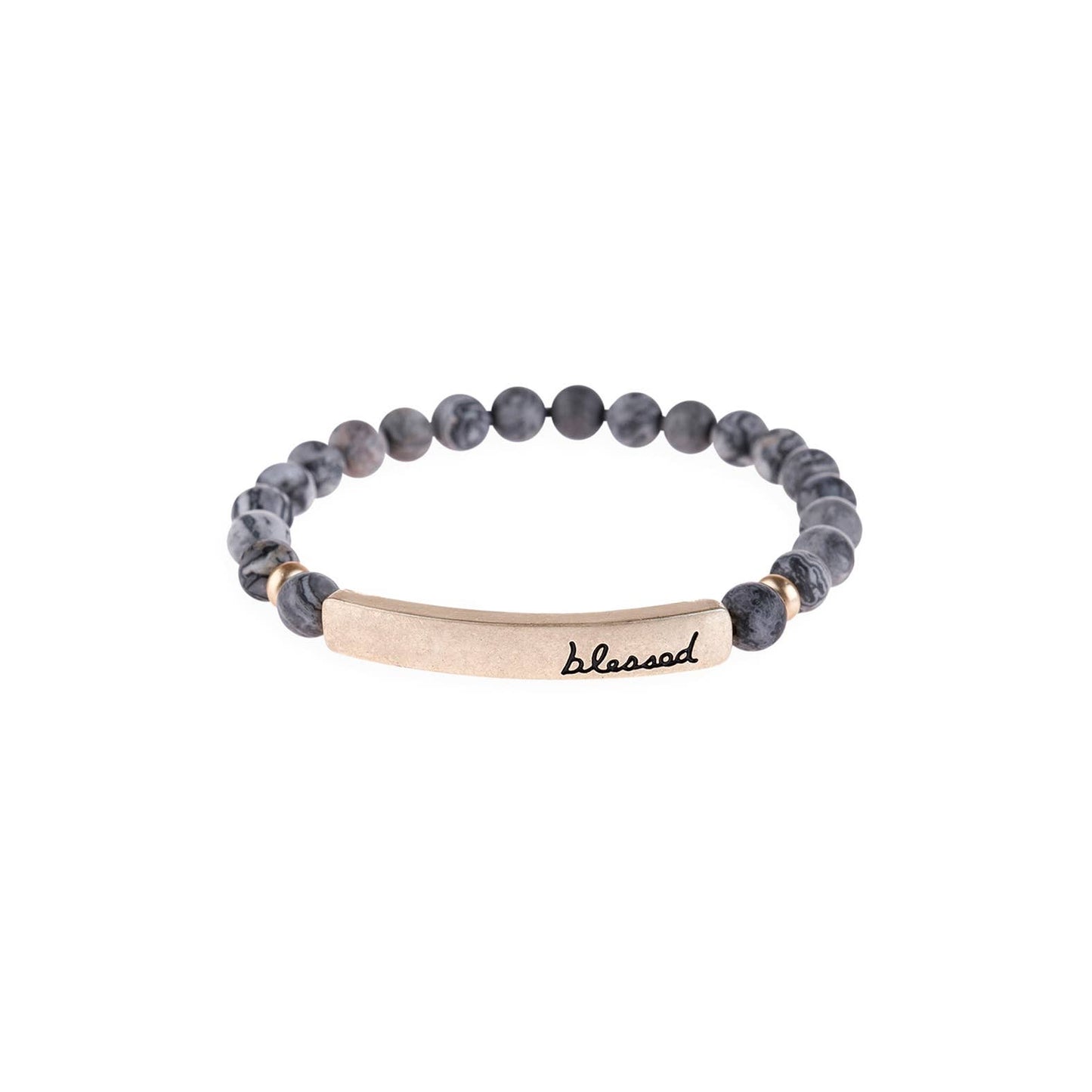 Blessed NATURAL STONE BEADS STRECH BRACELET: WHITE