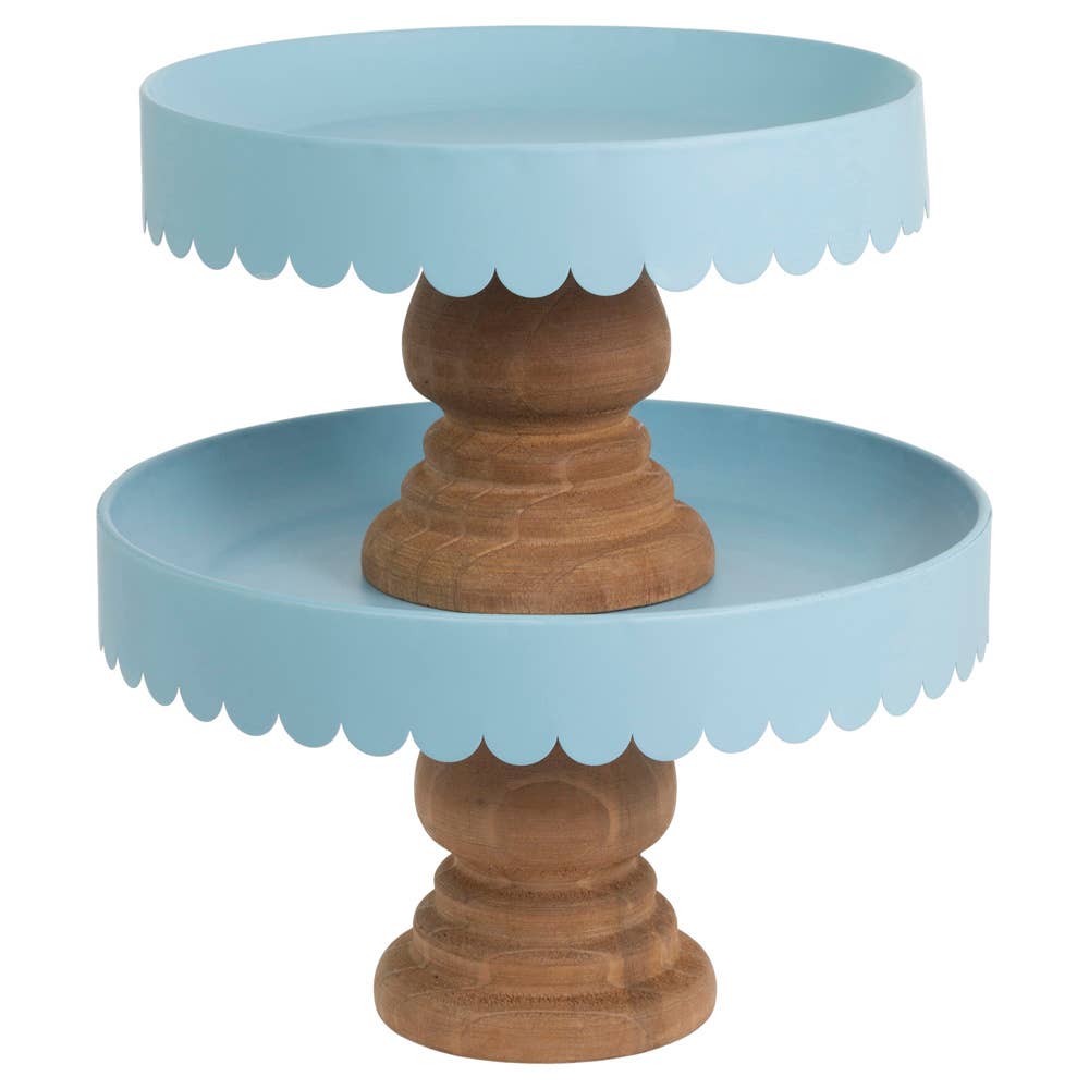 Blue Sky Scallop Decor Metal & Wood Stand Small