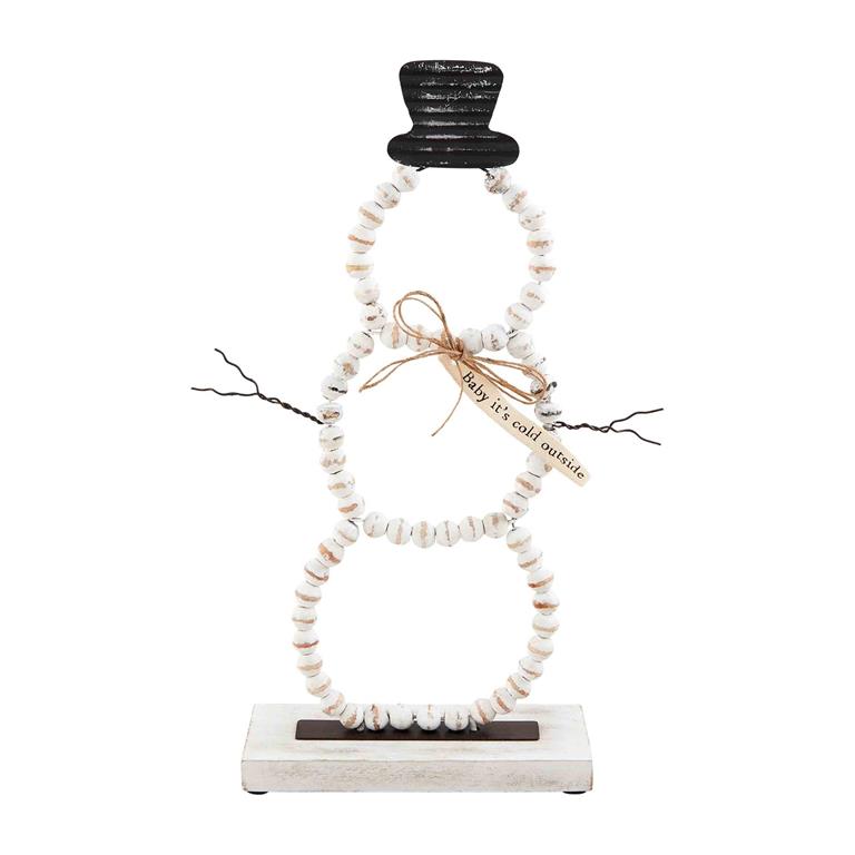 TALL BEADED SNOWMAN SITTER