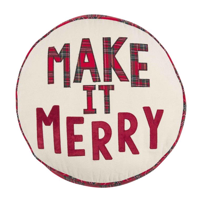 MAKE MERRY TARTAN PILLOW