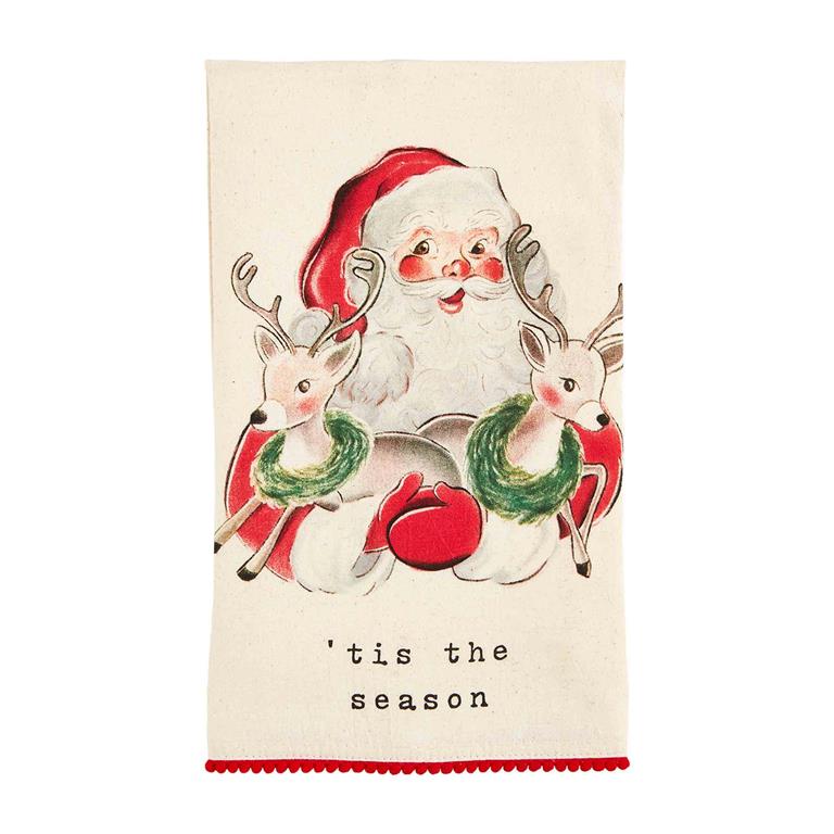 SANTA HOLDING DEER TOWEL