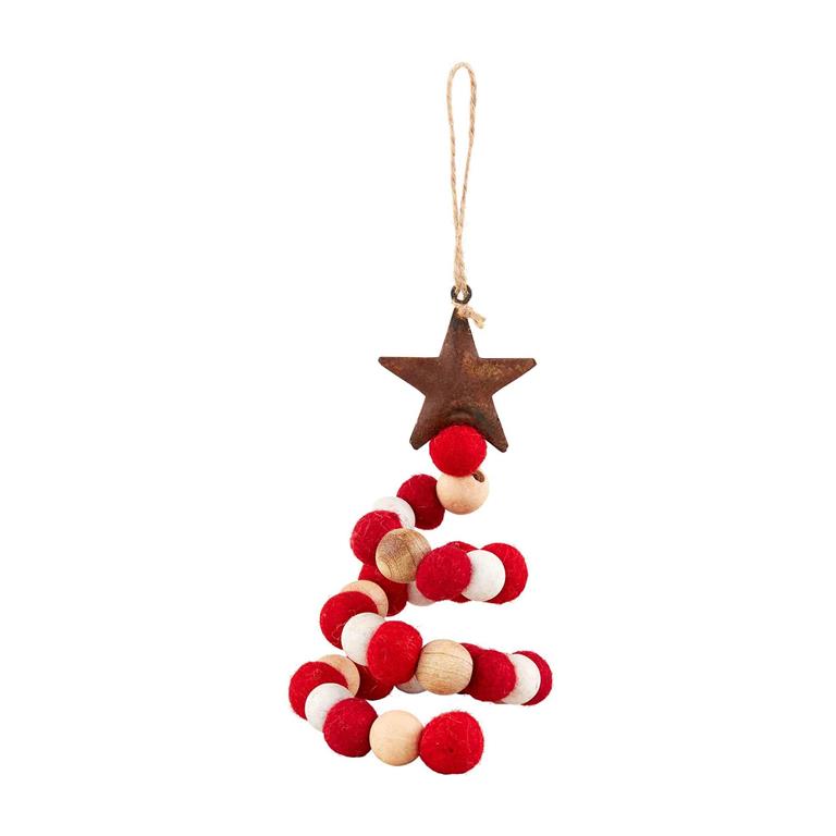 RED AND WHITE BEAD ORNAMENT