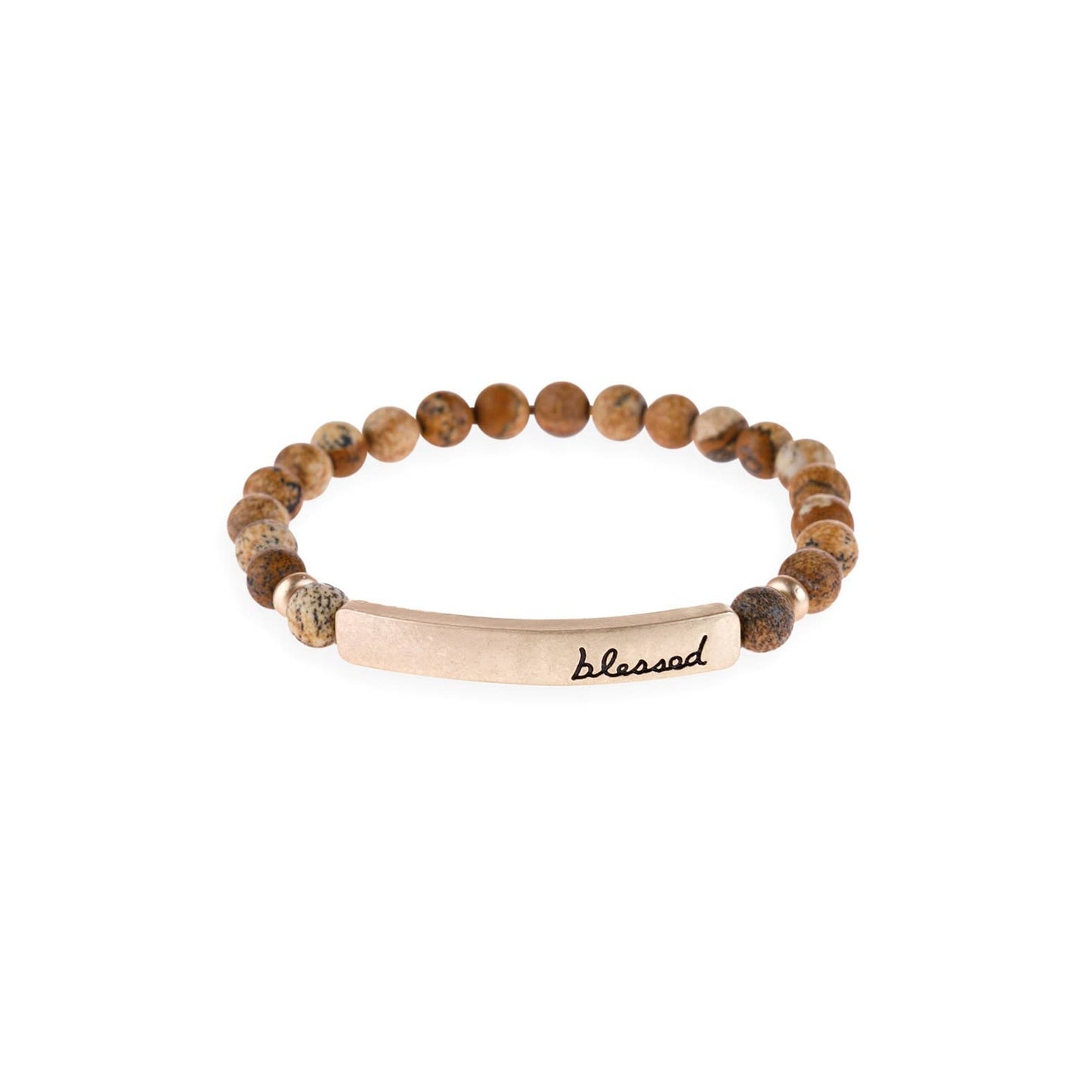 Blessed NATURAL STONE BEADS STRECH BRACELET: WHITE