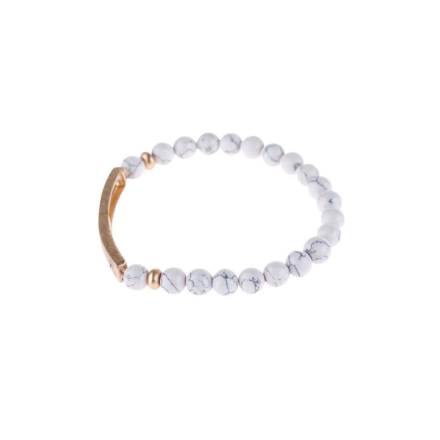 Blessed NATURAL STONE BEADS STRECH BRACELET: WHITE
