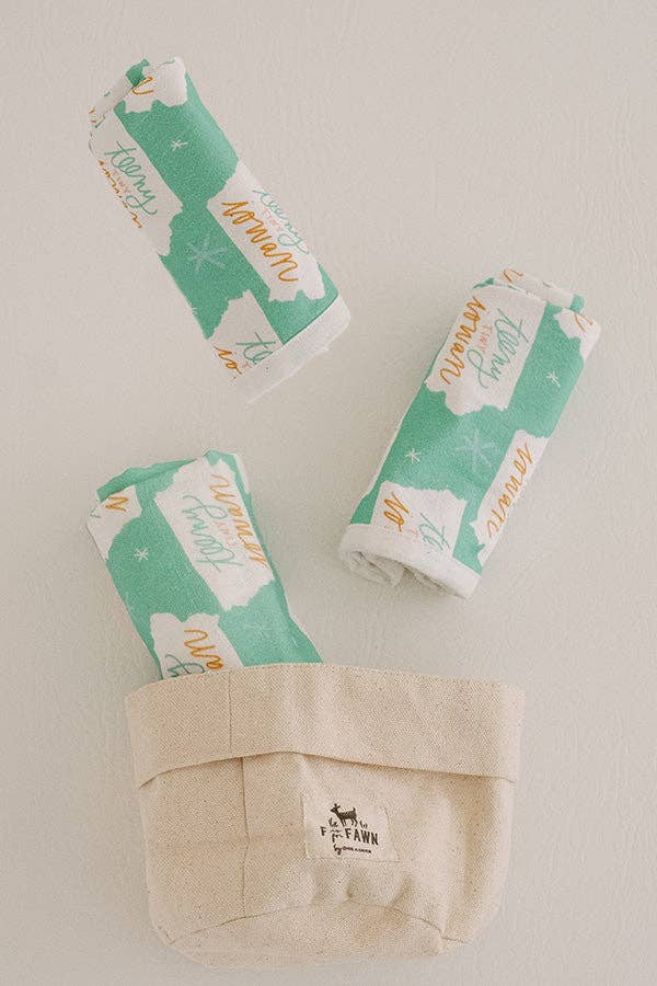 Doe A Deer - Teeny Tiny Iowan - Set of 3 Muslin Burp Cloths