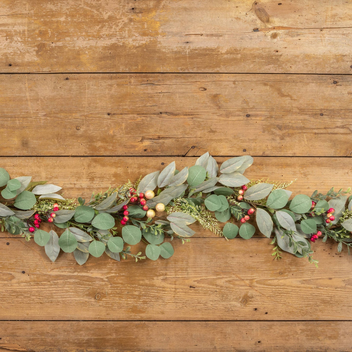 6' GREEN & PINK MIXED LEAVES W/ BERRIES GARLAND