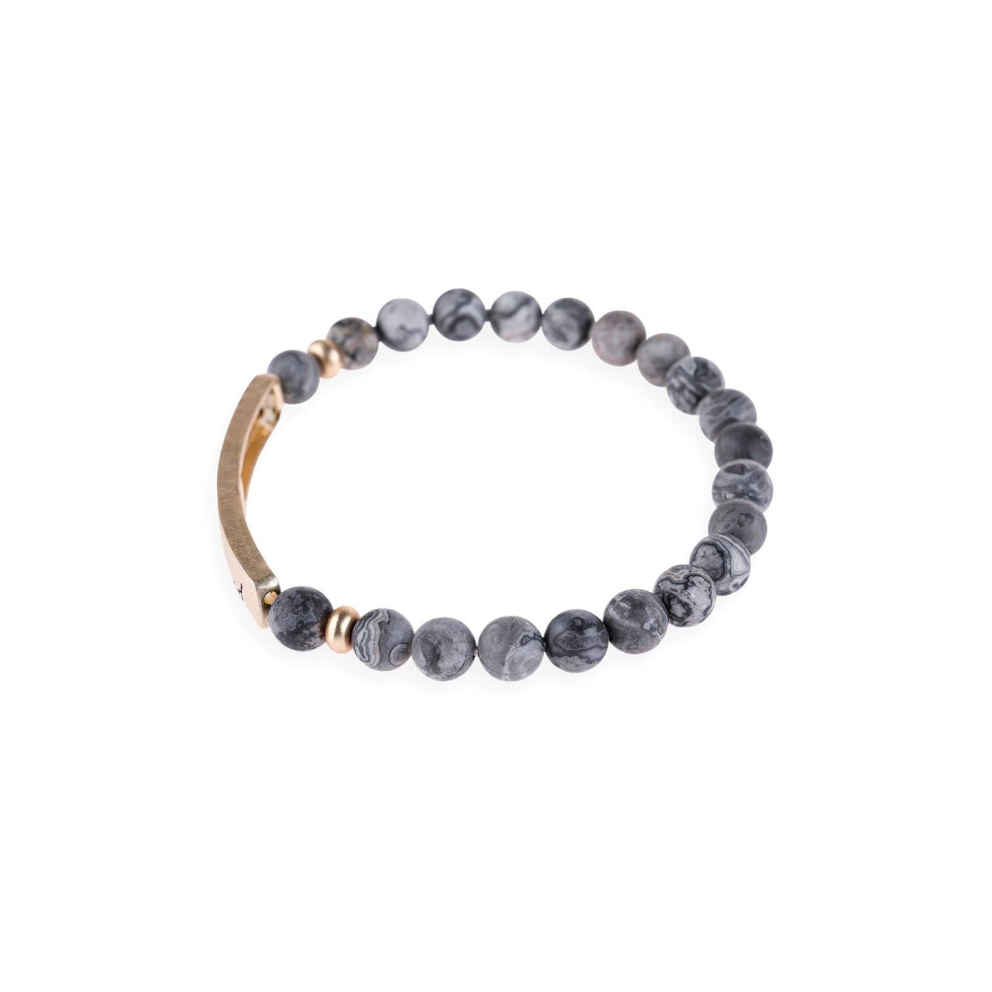 Blessed NATURAL STONE BEADS STRECH BRACELET: WHITE