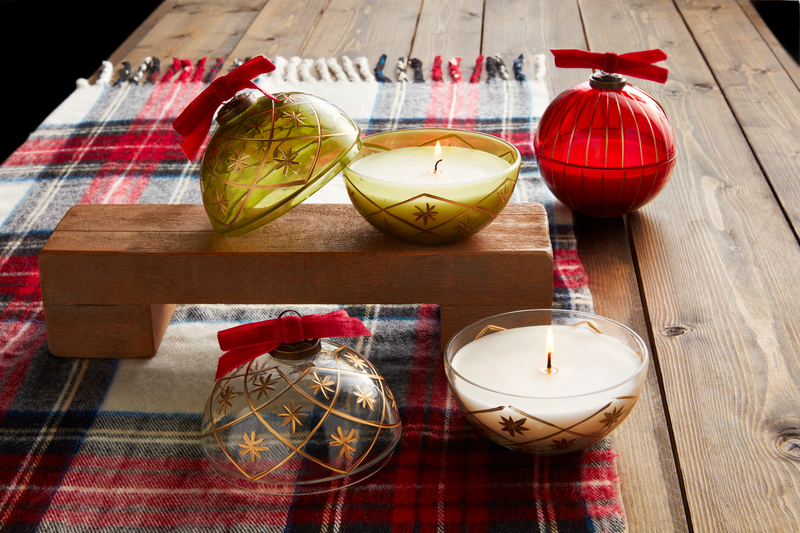 RED GLASS ORNAMENT CANDLES