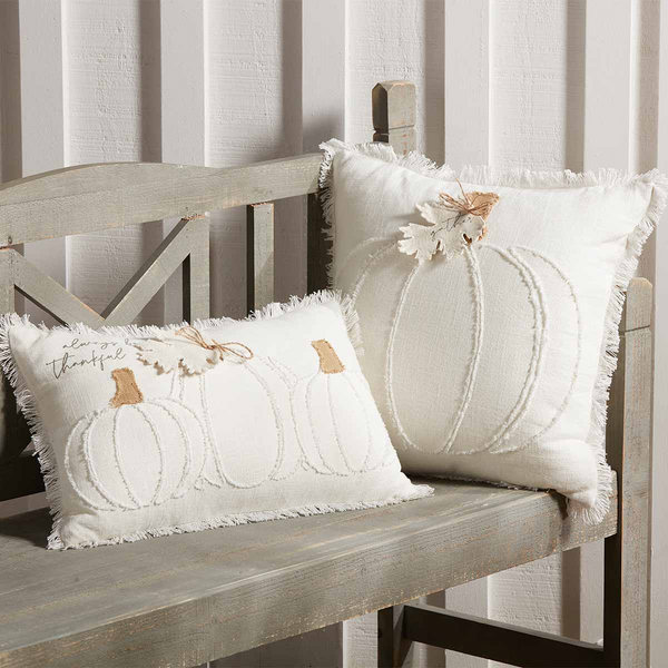 SQUARE WHITE PUMPKIN PILLOW