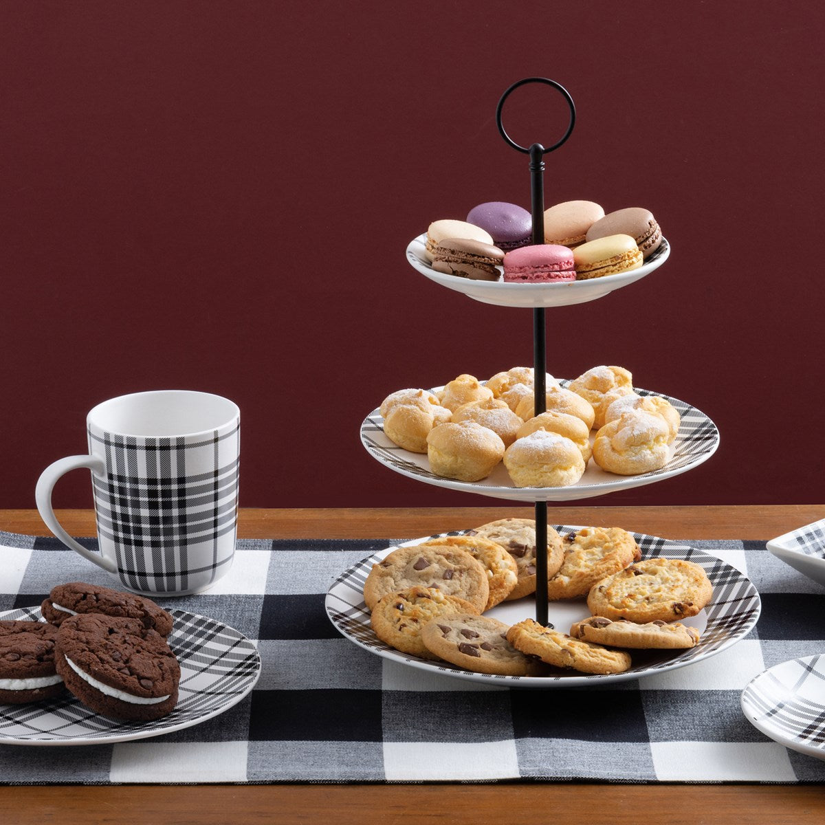 Tray - Three Tier Plaid