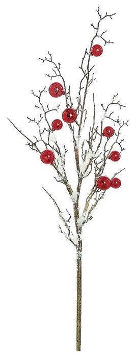 Snowy Branch w/Ornaments, 41", Red/Brown