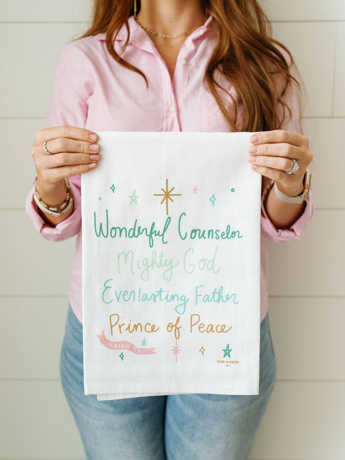Doe A Deer - Wonderful Counselor Christmas Kitchen Towel
