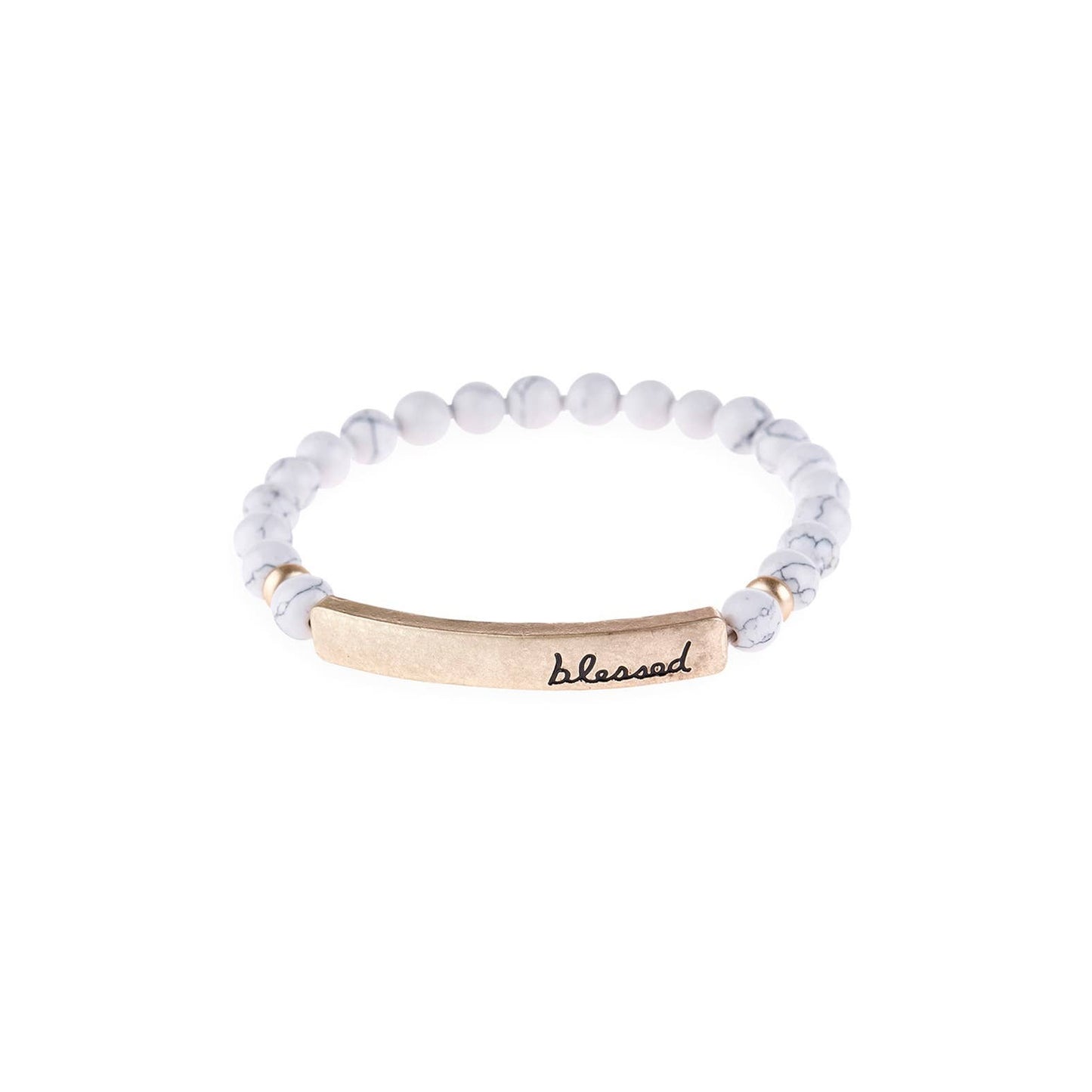 Blessed NATURAL STONE BEADS STRECH BRACELET: WHITE