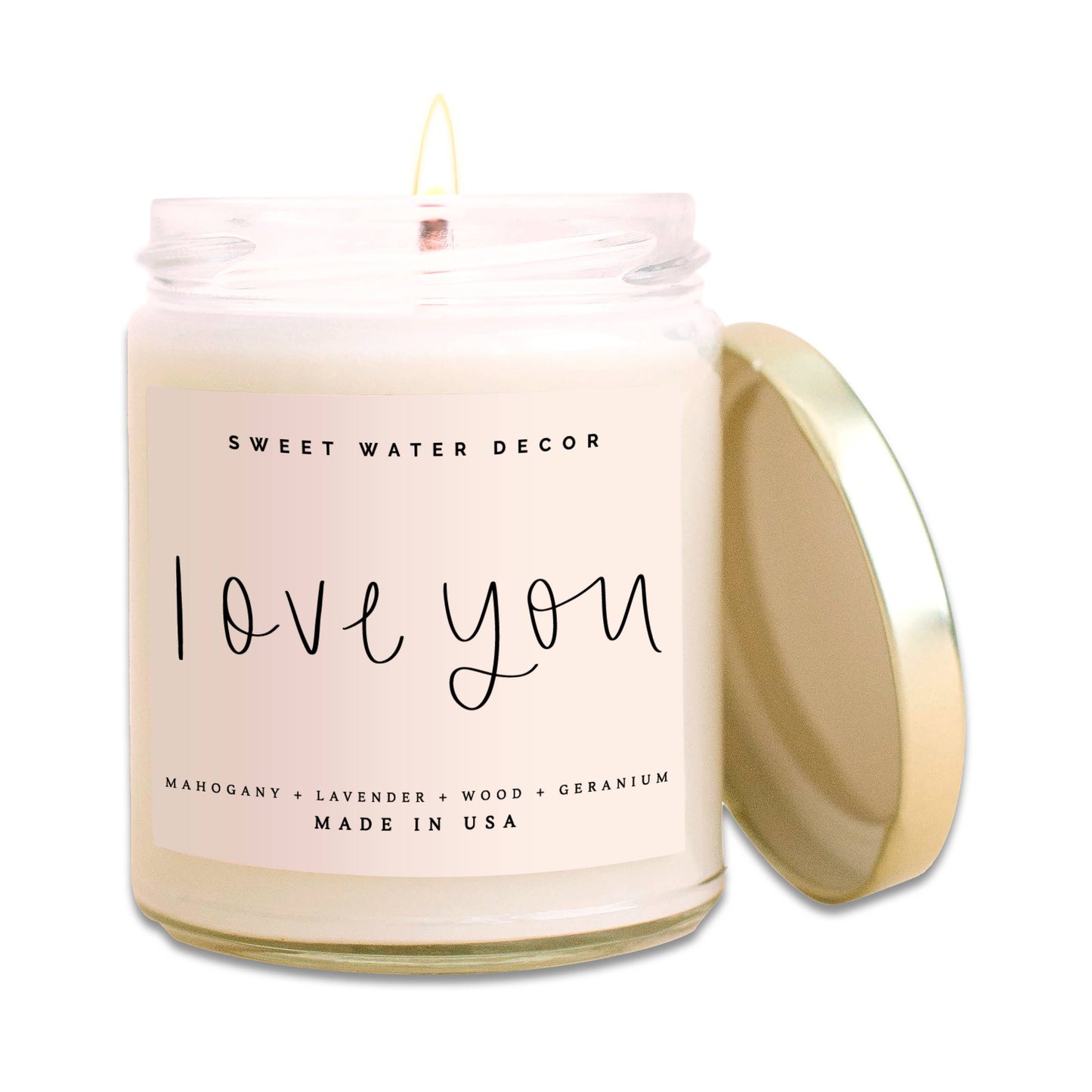 Love You Soy Candle - Clear Jar - 9 oz