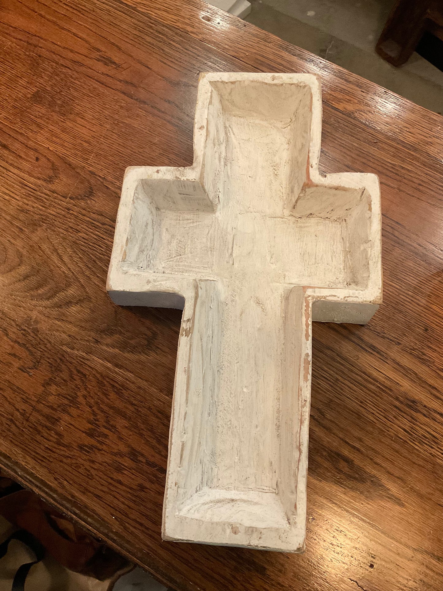White wooden Cross Bowl