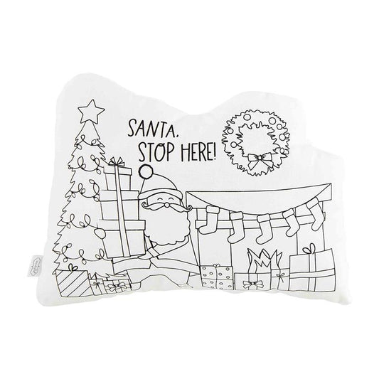 SANTA STOP HERE DOODLE PILLOW