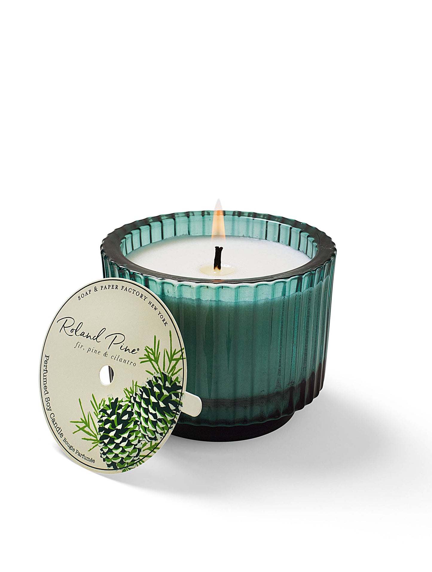 Soap & Paper Factory - Roland Pine 6 oz Forest Green Ribbed Glass Candle