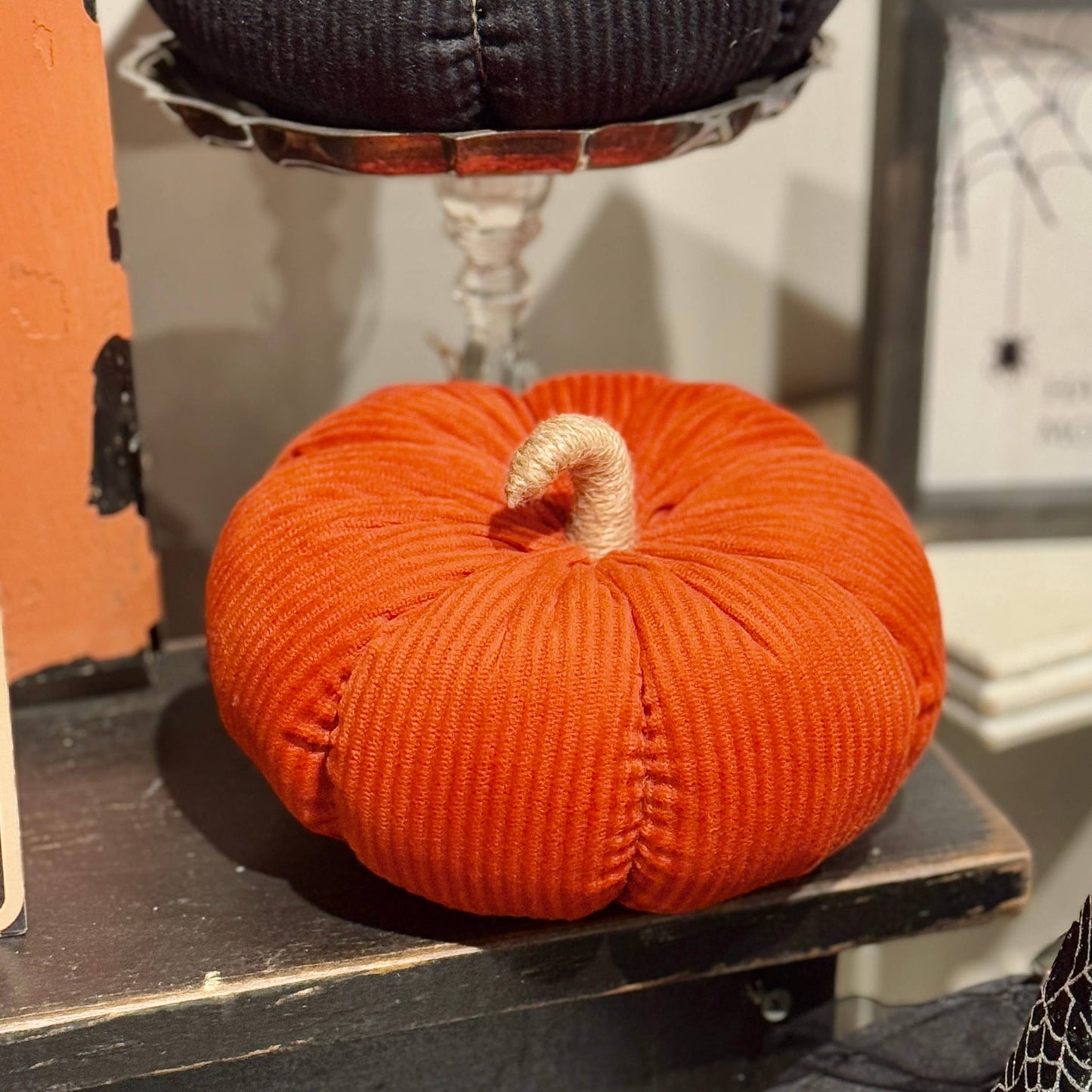 Lrg. Orange Corduroy Pumpkin