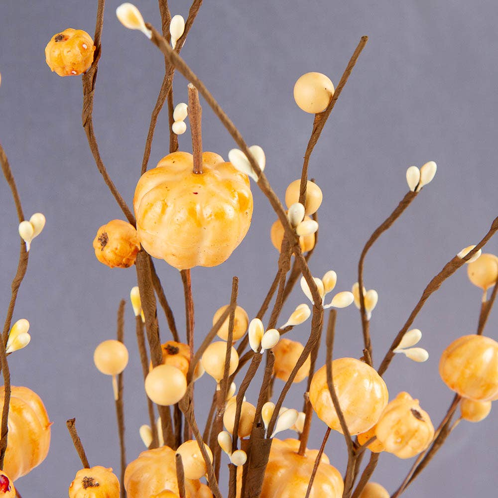 Fall Pumpkin and Mixed Berry Stem Off White