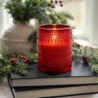 RED DOTTED GLASS 3D FLAME CANDLE