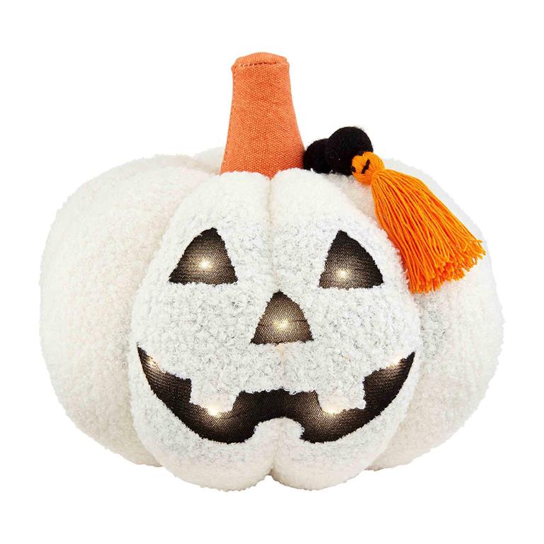 Cream Shearling Light-Up Pumpkin