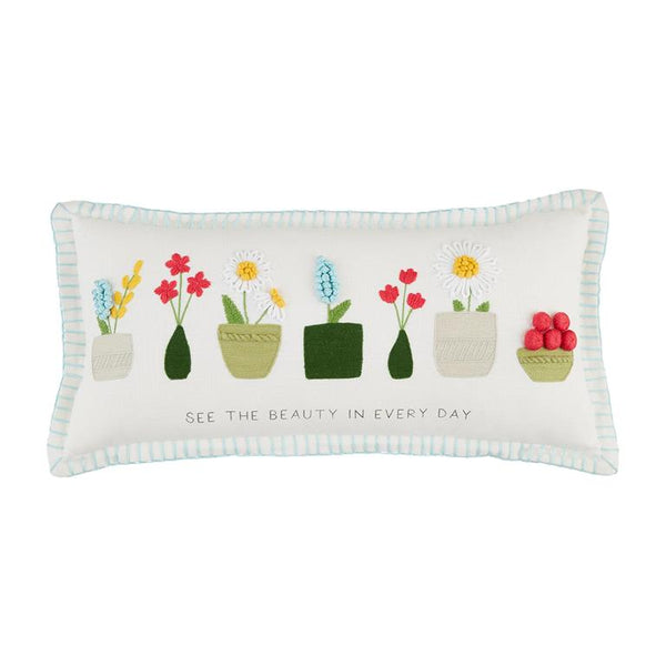 Lumbar Floral Embroidery Pillow