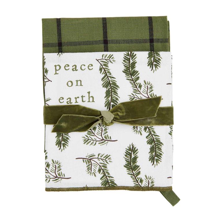 PEACE WHITE XMAS TOWEL SET