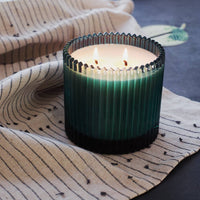 Soap & Paper Factory - Roland Pine 14 oz Two-Wick Forest Green Ribbed Glass Candle