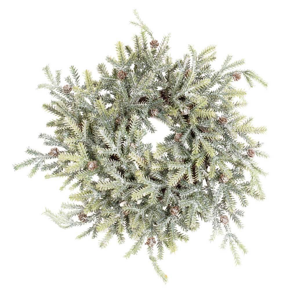 Frosted Artificial Pine Candle Ring