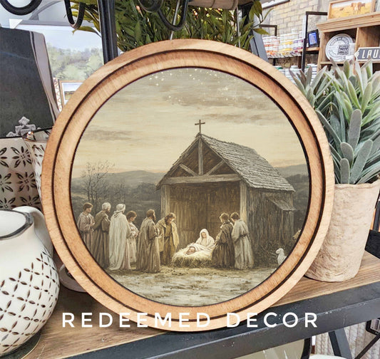 Round Nativity Scene Art
