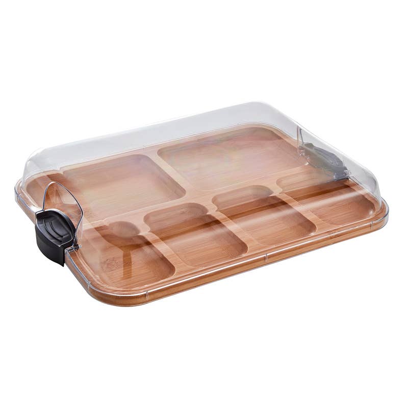 11x14 Bamboo 6 slot charcuterie board with lid