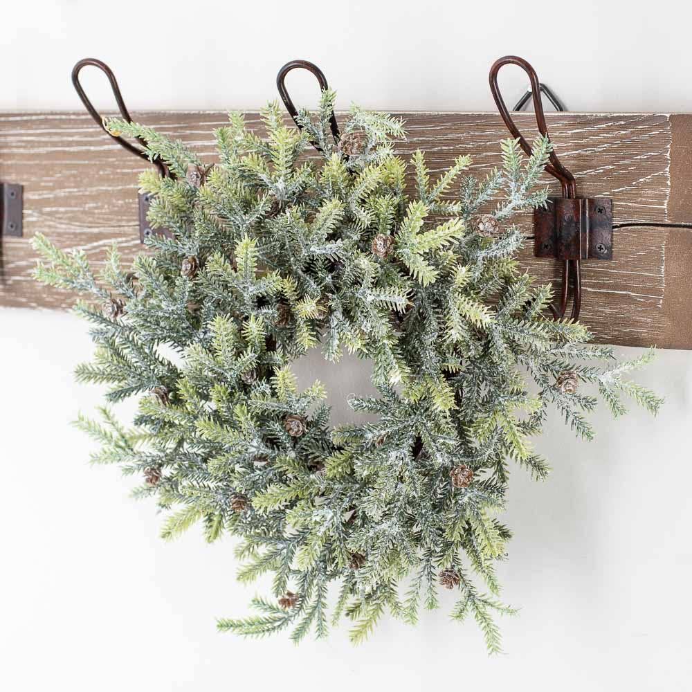 Frosted Artificial Pine Candle Ring
