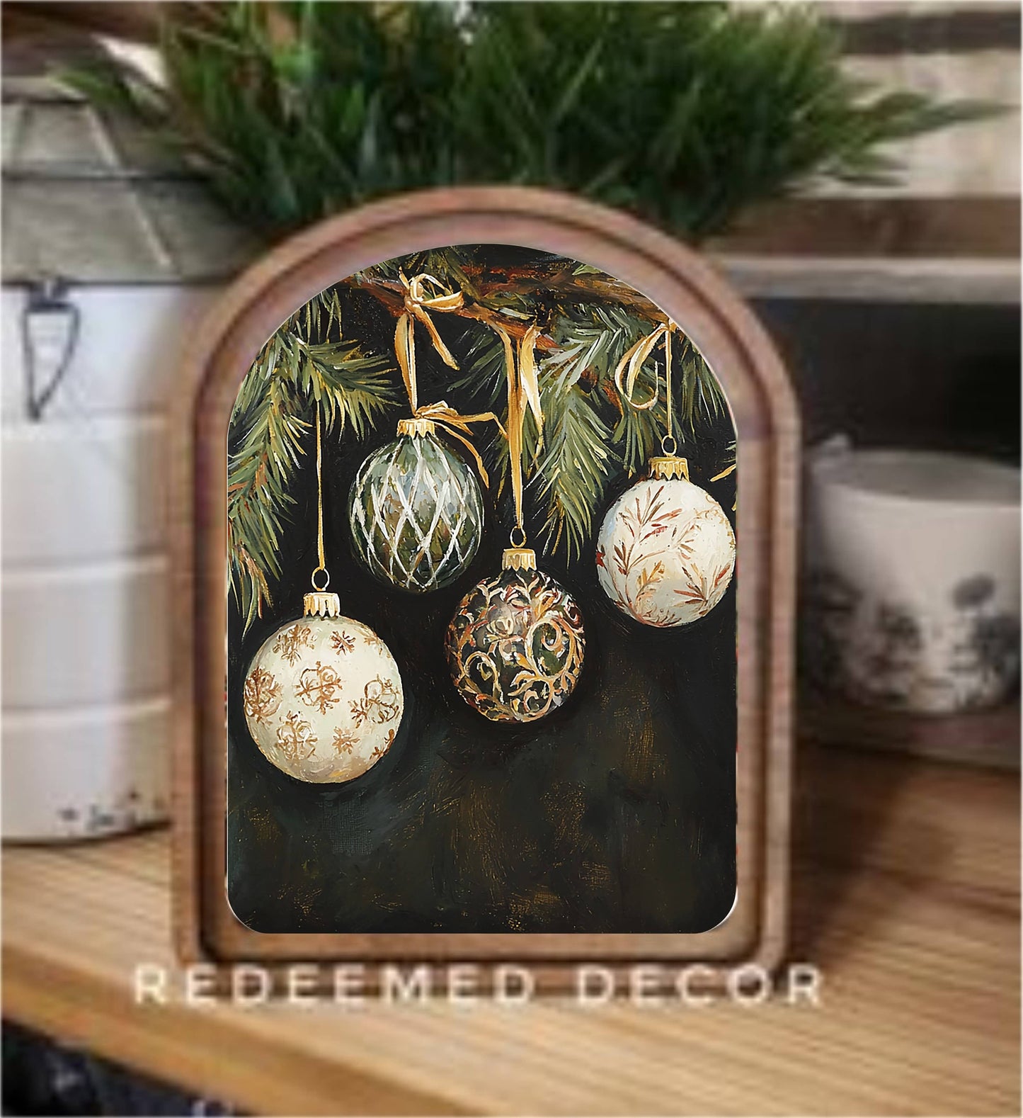 Arch Top Ornaments Framed Art  : 8.25x11"