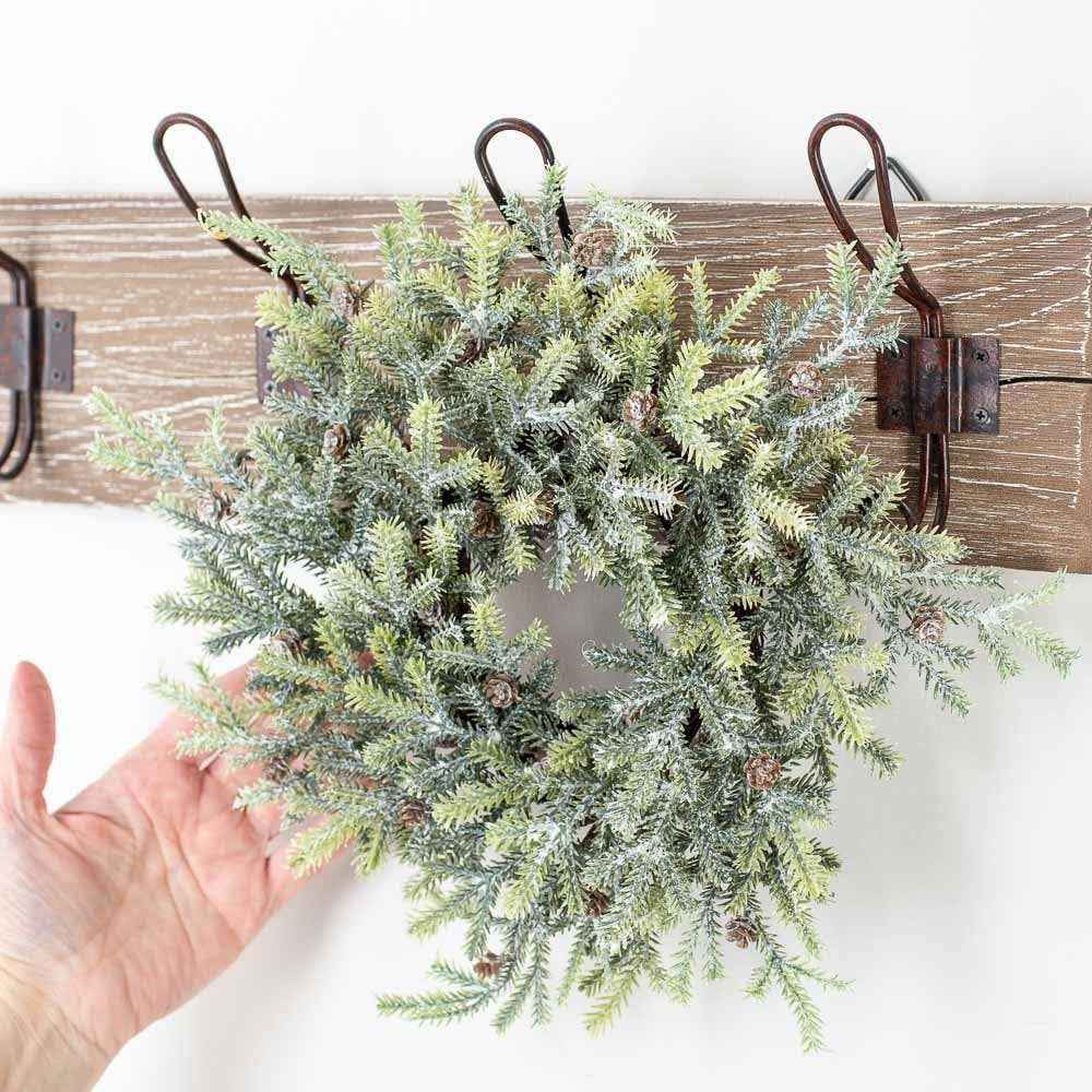 Frosted Artificial Pine Candle Ring
