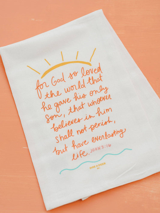 Doe A Deer - For God So Loved Classic Kitchen Towel | Easter