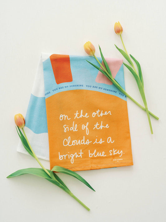 Doe A Deer - Bright Blue Sky | Colorblock Kitchen Towel