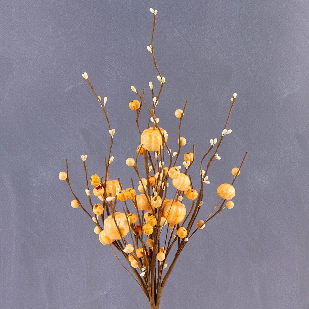 Fall Pumpkin and Mixed Berry Stem Off White