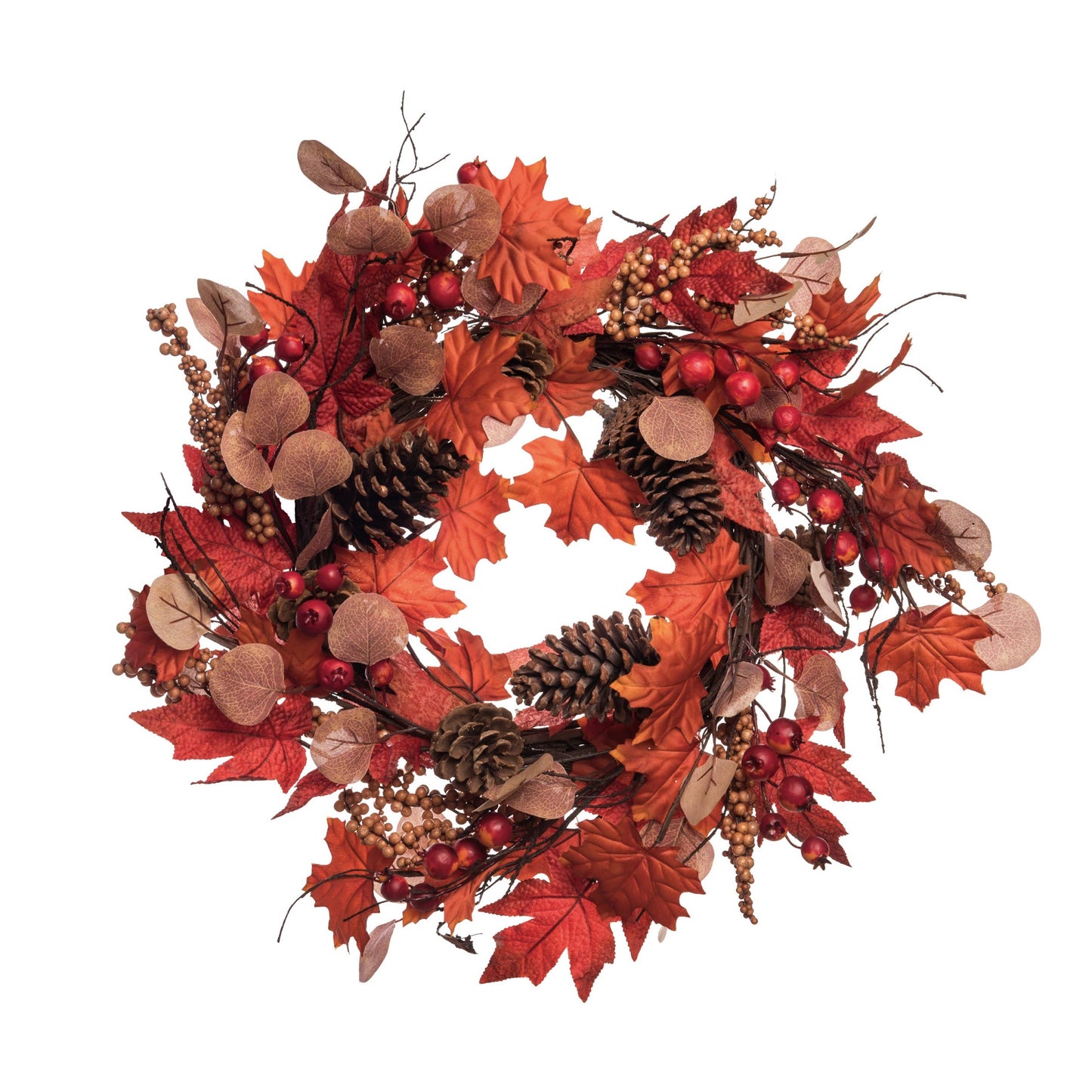Harvest Leaves and Pine Cones Wreath