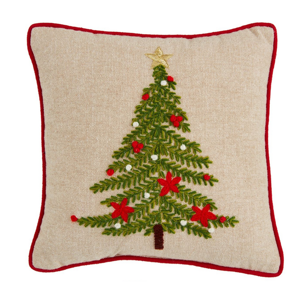 Christmas Tree Embroidered Mini Pillow