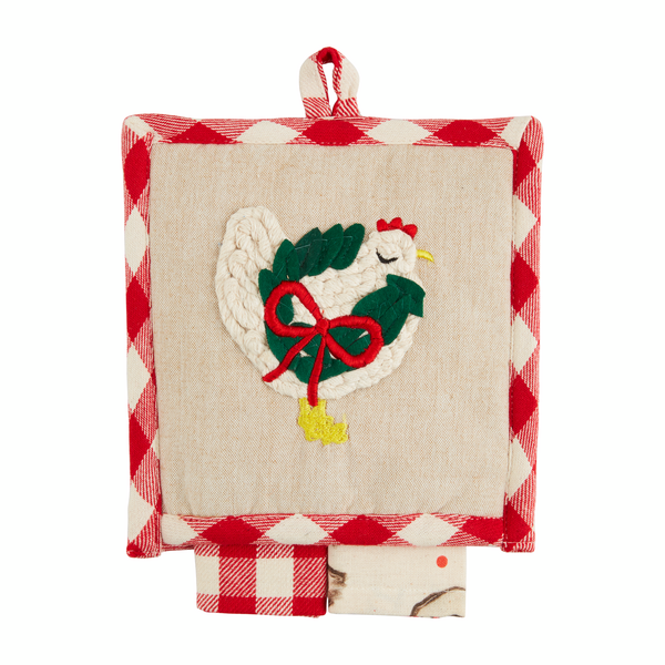 CHICK XMAS ANIMAL POT HOLDER