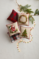 Christmas Wreath Embroidered Mini Pillow.