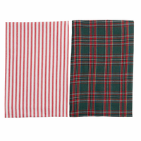 Green Tartan & Waffle Dish Towel Set