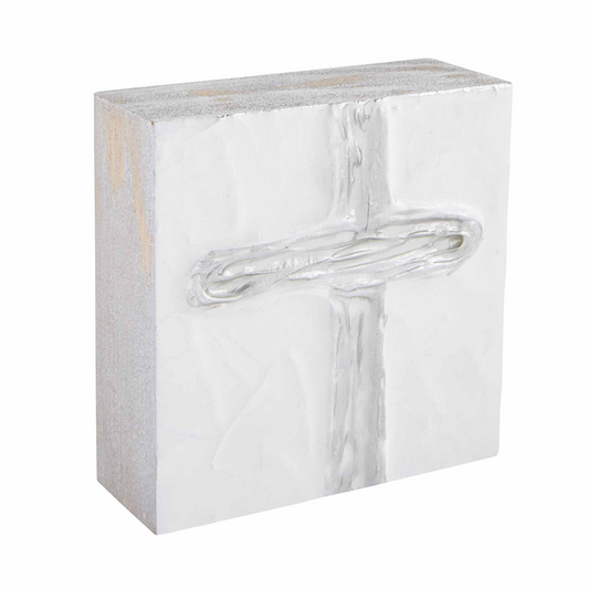 Silver Cross Block Art