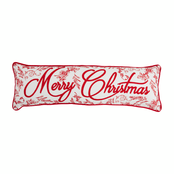 Merry Christmas Toile Pillow Long