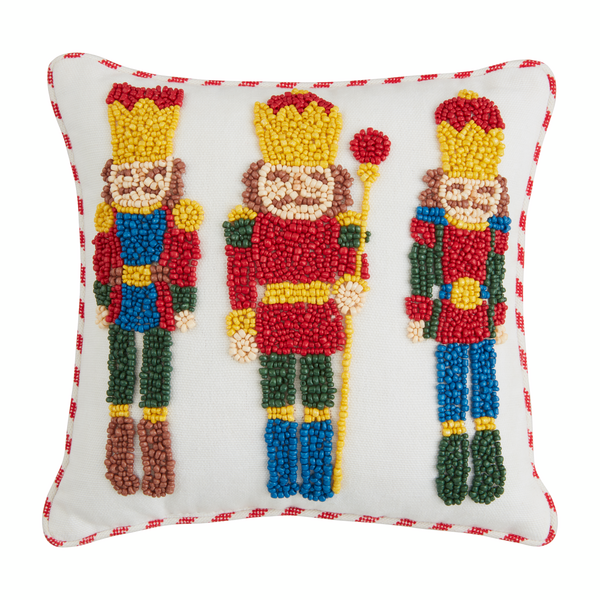 NUTCRACKER XMAS BEADED PILLOW