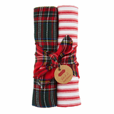 Green Tartan & Waffle Dish Towel Set