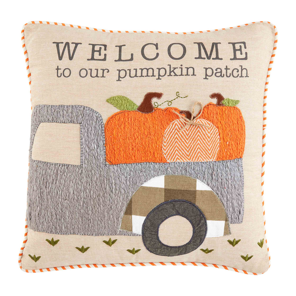 Welcome Pumpkin Truck AppliquÉ Pillow