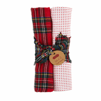 Red Tartan & Waffle Dish Towel Set