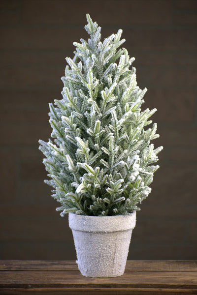 Wholesale Home Decor - 16" Mini Frosted Topiary Tree w/ Frosted Pot